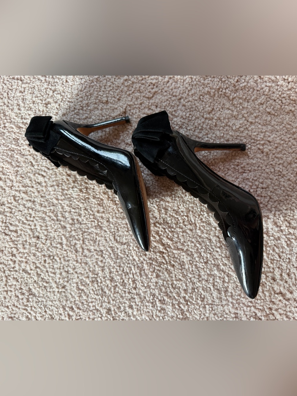kate spade Black Patent Scallop Pointed-Toe Stiletto Heels with Back Bow - Picture 14 of 14
